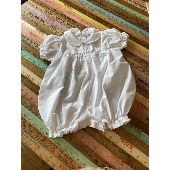 Vintage Glynne Percy 9 Month Bubble Romper Embroidered Bunny Tulip Easter Baby - Picture 13 of 13